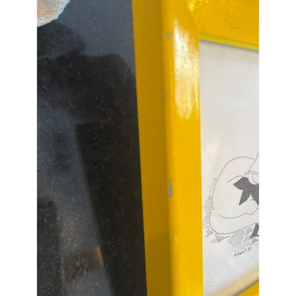 Vtg 1980's Detroit Artist Mary Ewald Pen And Ink Art 3 Cats At A Picnic Black - Picture 4 of 7